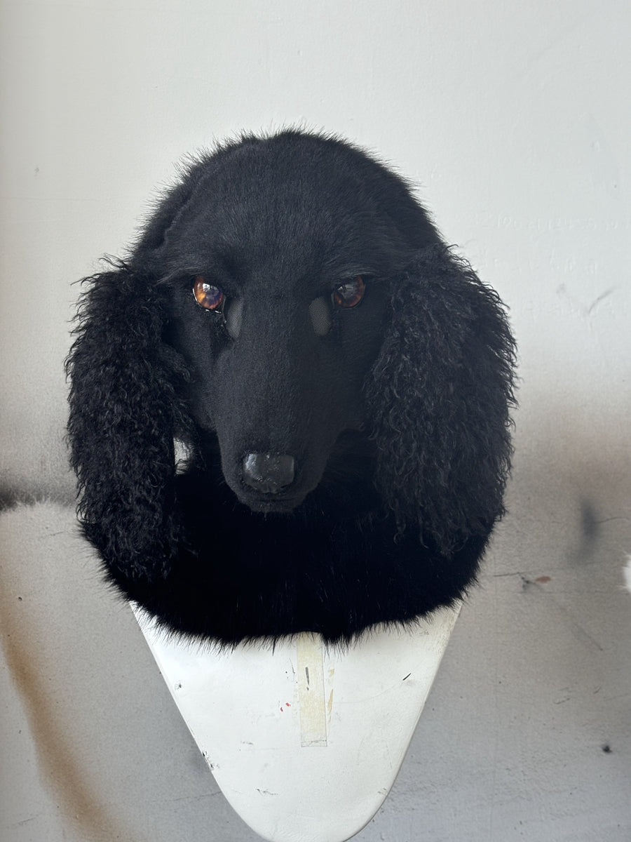 [Premade] Black Dog Realistic Fursuit Head Movable Jaw Furry Headdress
