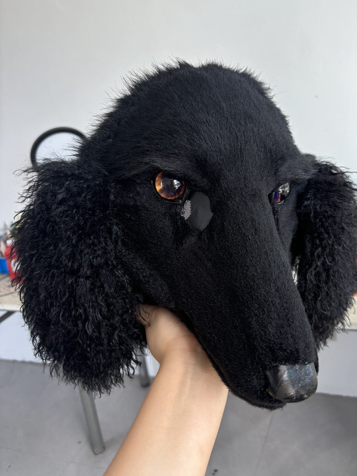 [Premade] Black Dog Realistic Fursuit Head Movable Jaw Furry Headdress