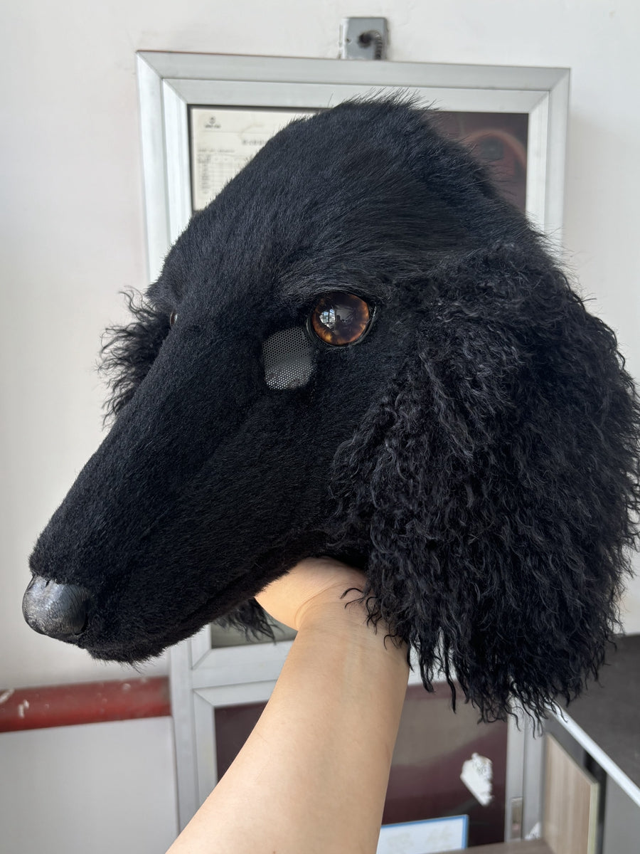 [Premade] Black Dog Realistic Fursuit Head Movable Jaw Furry Headdress