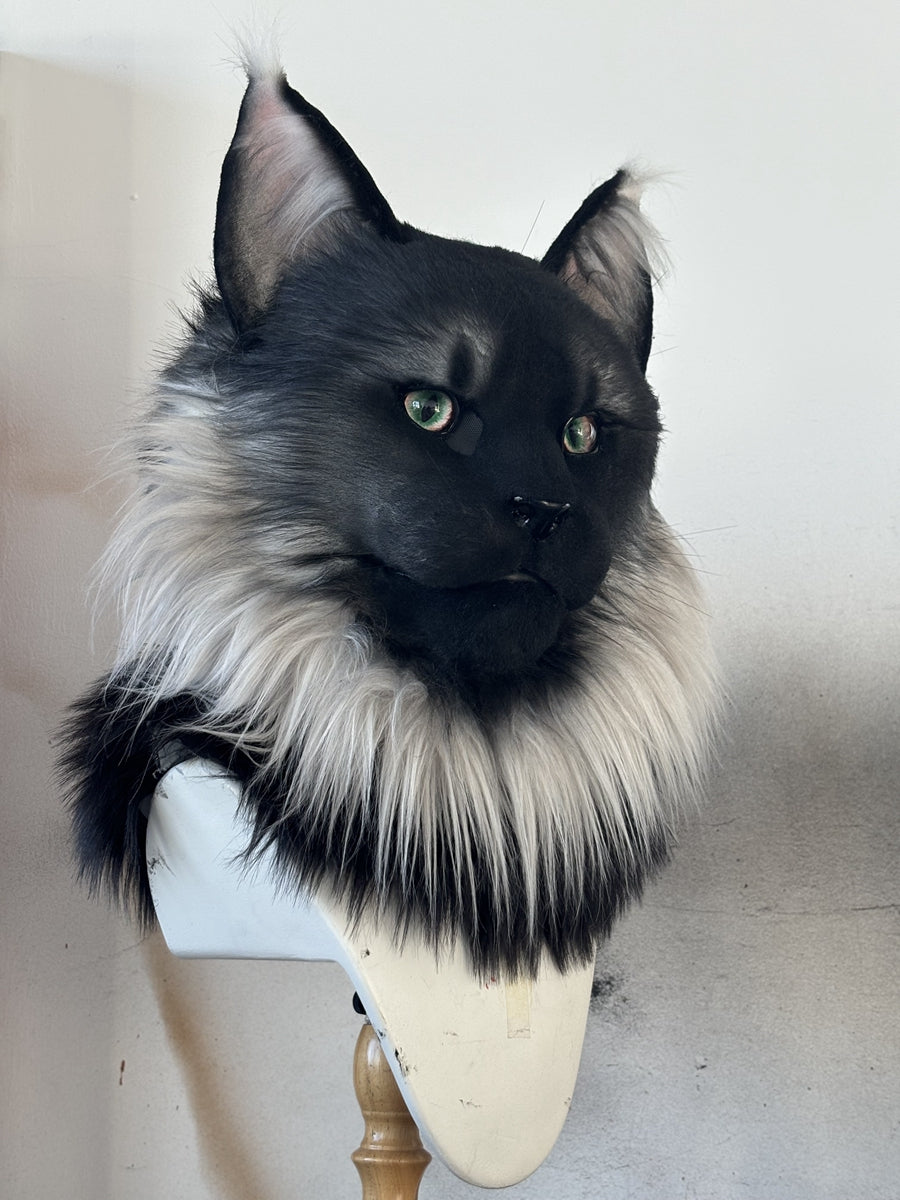 [Premade] Smooky Maine Cat Realistic Fursuit Head Furry Costumes Beast Mask Headdress