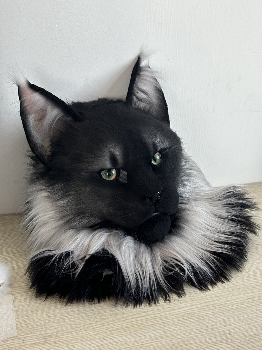 [Premade] Smooky Maine Cat Realistic Fursuit Head Furry Costumes Beast Mask Headdress