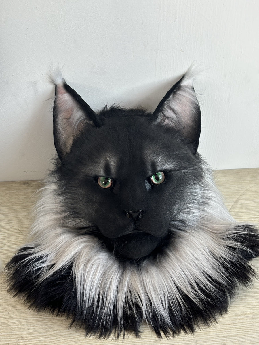 [Premade] Smooky Maine Cat Realistic Fursuit Head Furry Costumes Beast Mask Headdress