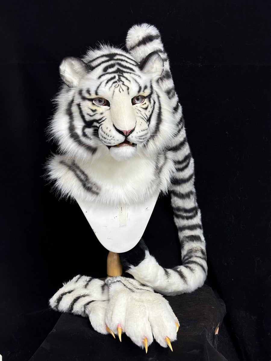 [Premade] White Tiger Realistic Fursuit Partial Furry Costumes Beast Mask Headdress