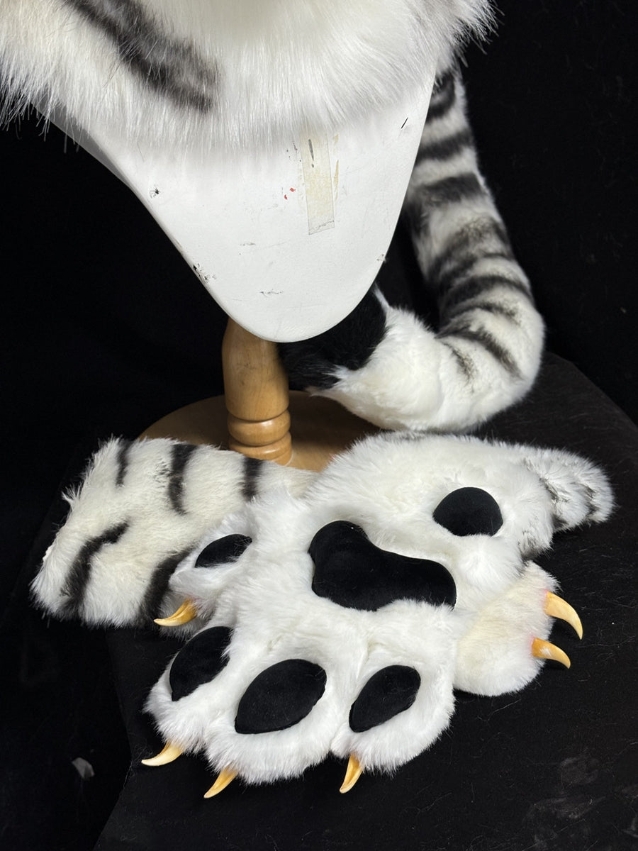 [Premade] White Tiger Realistic Fursuit Partial Furry Costumes Beast Mask Headdress
