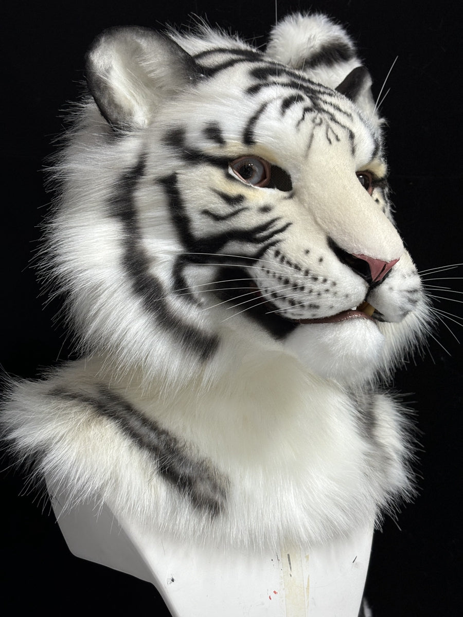 [Premade] White Tiger Realistic Fursuit Partial Furry Costumes Beast Mask Headdress