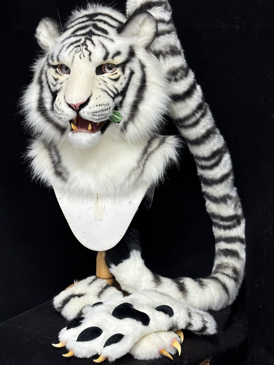 [Premade] White Tiger Realistic Fursuit Partial Furry Costumes Beast Mask Headdress