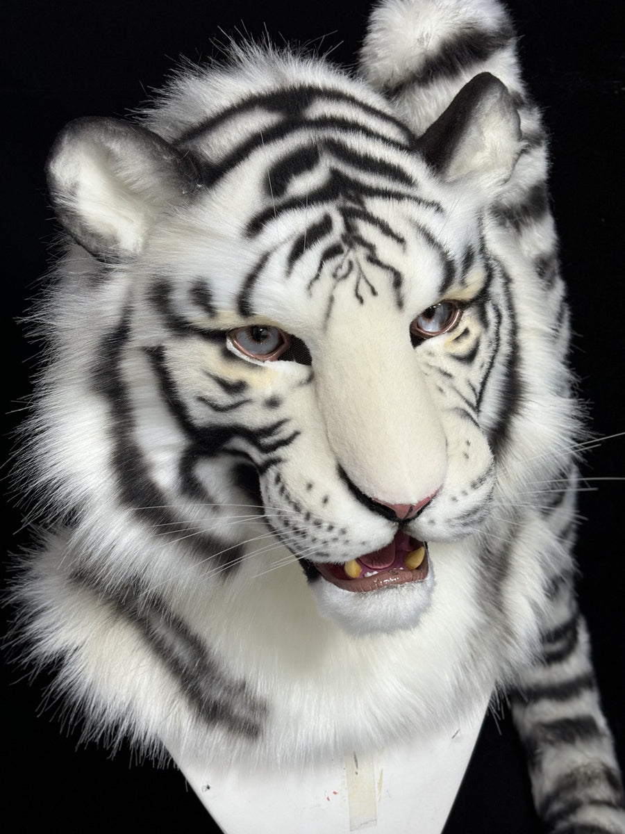 [Premade] White Tiger Realistic Fursuit Partial Furry Costumes Beast Mask Headdress
