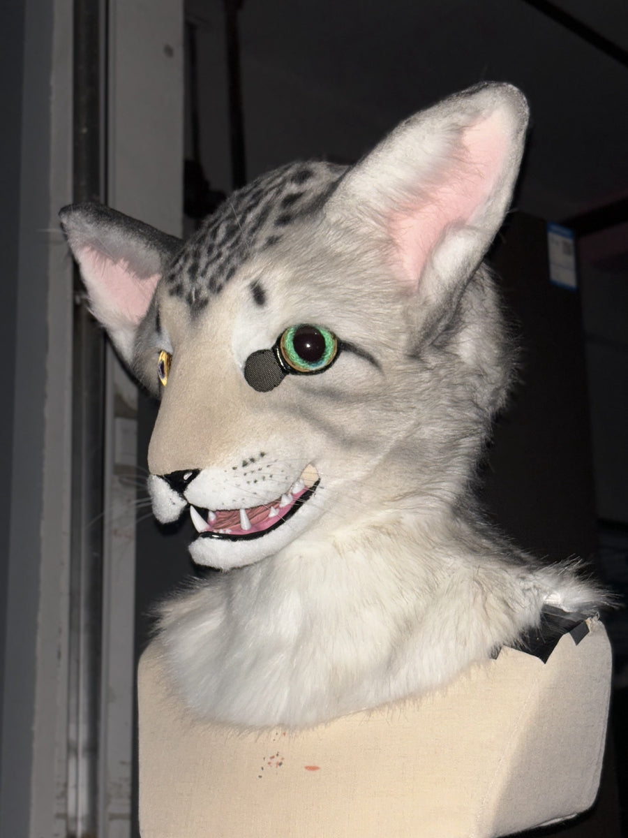 [Premade] Oriental Shorthair Cat Realistic Fursuit Head Movable Jaw