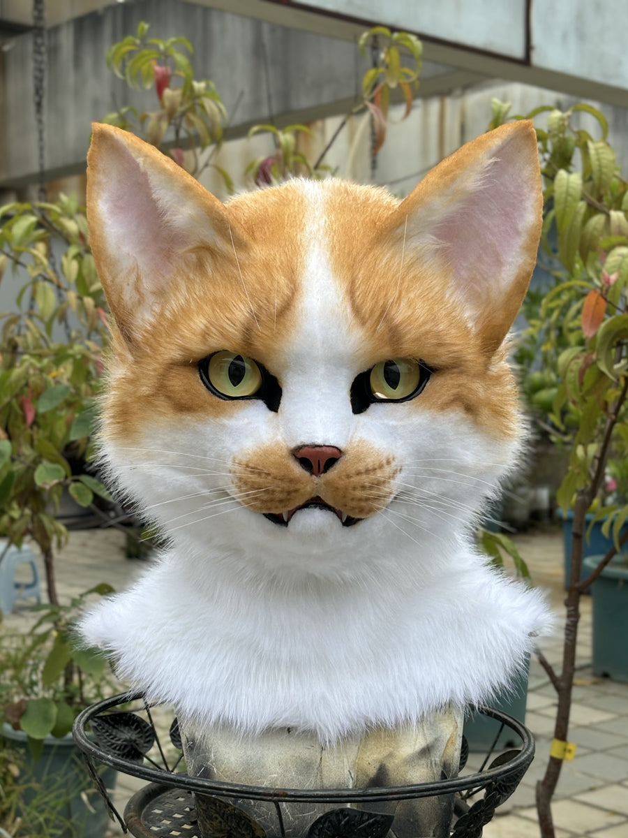 [Premade] Cute Cat Realistic Fursuit Head Movable Jaw Kitty Mask