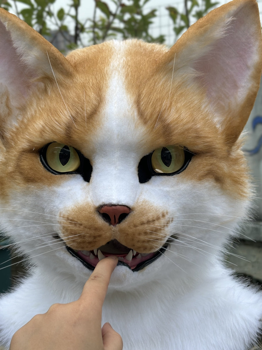 [Premade] Cute Cat Realistic Fursuit Head Movable Jaw Kitty Mask