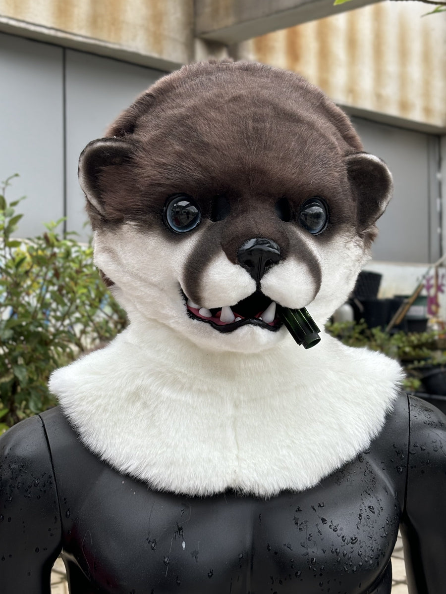 Otter Realistic Fursuit Head Movable Jaw Furry Halloween Costumes Headdress