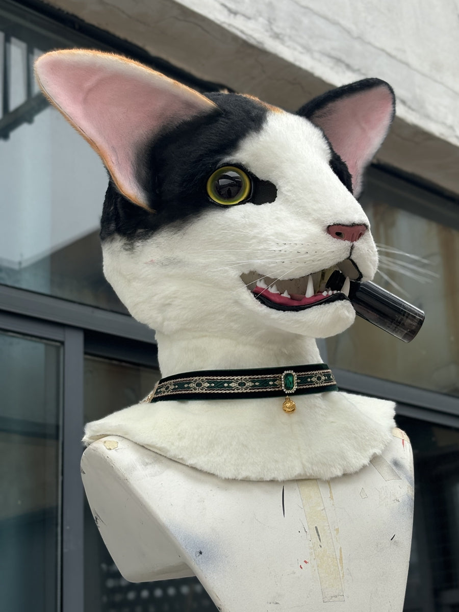 [Premade] Oriental Shorthair Cat Realistic Fursuit Head Movable Jaw