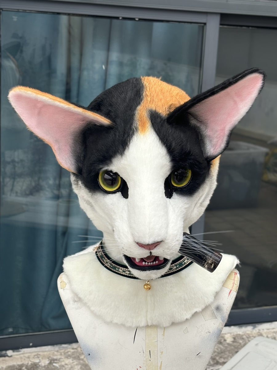 [Premade] Oriental Shorthair Cat Realistic Fursuit Head Movable Jaw