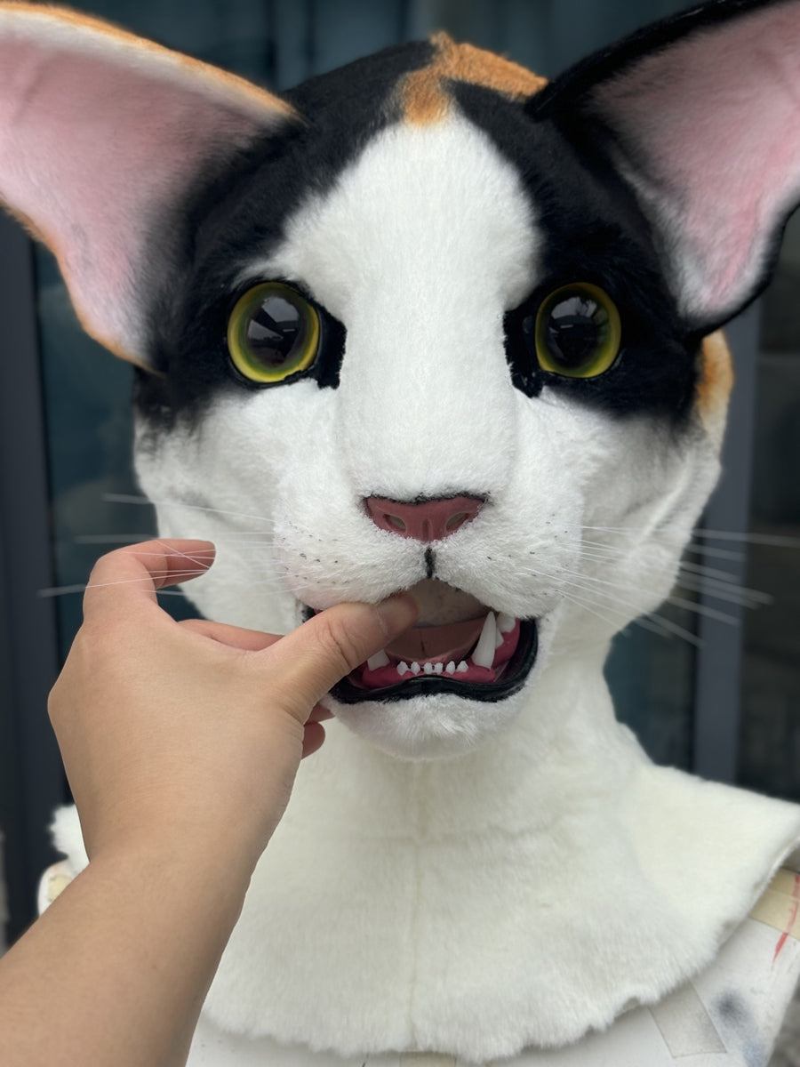 [Premade] Oriental Shorthair Cat Realistic Fursuit Head Movable Jaw