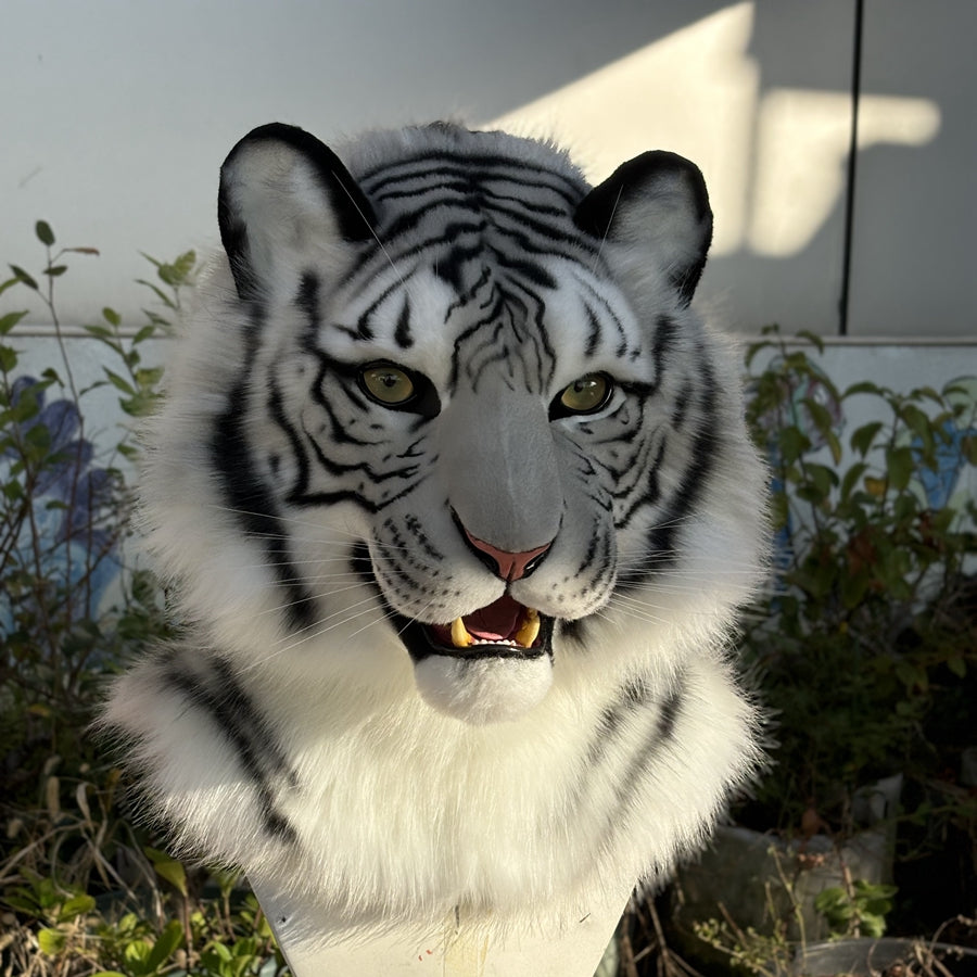 [Premade] White Tiger Realistic Fursuit Head and Paws Movable Jaw